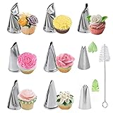 Spritztüllen Blumen Set, 10-teilig spritztüllen edelstahl Edelstahl Torten Dekoration Set Kuchen Dekorieren Tipps Edelstahl cake nozzle set für DIY Cupcakes Dessert