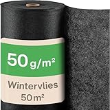 Praknu Wintervlies für Pflanzen Frostschutz 50g/m² - 50m × 1m Rolle – Winterschutz für Pflanzen – Reißfest & Atmungsaktiv – UV Stabil - Schwarz
