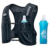 Zelvot Laufweste für Damen und Herren, Europäisches Originalpatent, Verstellbare Brustgurte, Trinkrucksack mit 500ml Wasserflasche und Handyhalterung, Reflektierender Laufrucksack für Marathon
