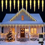 DBFAIRY 4M Eiszapfen Lichterkette Außen, 40 LED Eiszapfen Lichterkette Weihnachten mit 8 Modi Timer, Eiszapfen-lichterkette Zapfen Wasserdicht für Haus Dachtraufe Fenster Deko (Warmweiß)