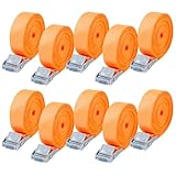 10 Stück Spanngurt,Zurrgurt,25 mm x 4 m,Spanngurte mit Klemmenschlössern,Wirtschaftlich und anwendbar,entsprechen DIN EN 12195-2,Für Fahrräder,Trolleys und Motorradkoffer（Orange）