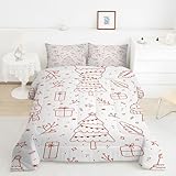 Bettdecke 135x200 Weihnachtsbaum Steppdecke 135x200 Schneemann 4 Jahreszeiten Bettdecken mit 2 Kissenbezug, Waschbar Microfaser Bettzeug, Warme Weiche Bettdecke ohne BezugY1718