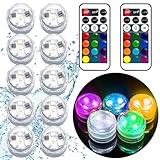 Akavivo Tauchbare LED-Lichter, wasserdichte LED-Teelichter mit Fernbedienung, batteriebetrieben, RGB-Farbwechsel für Vase, Zuhause, Party, Hochzeit, Tischdekoration