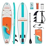 Overmont SUP Aufblasbares Stand Up Paddle Board für Erwachsene, 323 x 84 x 15 cm, leicht und faltbar, mit ADJ-Paddel, Pumpe, SUP-Rucksack, Leine, 3 Flossen, Kajaksitz, wasserdichte Tasche,