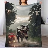 Sherpa Flanneln Dinosaurier Decke Öko-Tex 60x80inch(150x200cm) 340GSM Dicke Kuscheldecke Flauschig T-Rex Sofadecke Wohndecke Tagesdecke Bettüberwurf Warme Herbst Winter Blanket