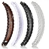 4er Set Bananen-Haarklammern – Dekorative Haarschmuck-Spangen für langes Haar mit Extra-Halt -Braun&Schwarz &Weiß&Transparent