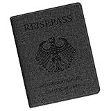 Cinocratic Reisepasshülle mit RFID-Blocker | Reisepass Hülle aus künstlichem Leder für Pass, Kreditkarten & Ausweise | Passport Cover für Damen und Herren (Schwarz)