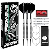RED DRAGON Pegasus Tungsten Soft Dartpfeile - 18 Gramm: Schwarze Schäfte, Schwarze Flüge und Darttasche
