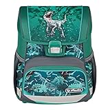 Herlitz Loop Green Rex Schulranzen, Rucksack für Kinder, Schulrucksack 17L, Kinderrucksack, Leicht Schultasche für Jungen, Reflexmaterial, Schnallenverschluss, Ergonomische Form, Grün