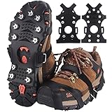 Trusiel Spikes für Schuhe, Schuhspikes 11-Stud Ice Klampen Schuhkrallen Schneeketten Spikes Steigeisen Slip-on Stretch Schuhe Spikes für EIS und Winter Outdoor Sports Klettern （M）