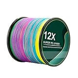 L SERVER Angelschnur Geflochten 500m/1000m 12-Fach Geflochtene Anti-Biss Angelschnur 100% PE Köder Angelschnur Meeresangelschnur 12.6-81kg, Bunt (500m), 1.5 (0.20mm/17.7kg)