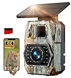 Wildkamera mit Handyübertragung App, 4K 60MP HD Solar WLAN Wildkamera, 5200mAH Akku, Wildtierkamera mit Bewegungsmelder Nachtsicht, 850 nm LED, 0,1s Auslösezeit mit 32GB Speicherkarte,IP66 Wasserdicht