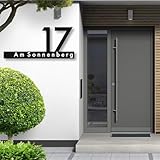 Hausnummernschild City von EDS-Werbemedien - Hochwertiges Hausnummer Schild in Edelstahl-Design - Individuell personalisierbares Haus Nummernschild aus UV- und witterungsbeständigem Material