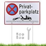 Privatparkplatz Schild Parken Verboten (30x20 cm Aluminium), Fahrzeuge Werden kostenpflichtig abgeschleppt - Klares Zeichen für Parkverbot - Parkplatz Schilder Parkverbotsschild Privatgrundstück