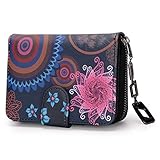 MoFut Geldbeutel Damen klein im Kurzformat, Geldbörse mit Blumen und Blüten Muster im Mandala und Ethno Stil, Portemonnaie mit Reißverschluss und Druckknopf und vielen Fächern (Mandala Black).