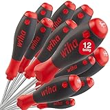 Wiha Schraubendreher Set SoftFinish® (41002), 12 tlg., Schraubenzieher Satz für Alltag, Handwerk und Industrie, Schraubwerkzeug für trockene Anwendungen, Schlitz/ Phillips/ Pozidriv/ TORX®