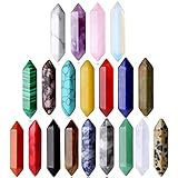 XIANNVXI 20PC Kristalle Steine Set Heilung Kristall Edelsteine Chakra Natürlicher Zauberstab Amethyst Rosenquarz Klarer Quarz Tigerauge Reiki Bulk Sechseckige Punkte Hexerei Geschenk