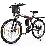 VARUN E Bike, 26 Zoll E-Bike Herren Damen mit 250W 55NM Motor, 48V 7.8Ah Akku, E-Bike Klapprad mit 21-Gang, LCD Meter, Elektrofahrrad E-Mountainbike mit 3 Fahrmodi, Dämpfung vorne und hinten