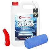 FEW LIQUIDS Destilliertes Wasser 5l -inkl. Ausgießer + Microfasertuch, Ideal für Auto & Bügelwasser | Demineralisiertes & Gereinigtes Wasser | Batteriesäure, Auto Wasser - Distilled Water (5 Liter)