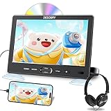 DESOBRY 10,5 Zoll Auto DVD Player mit Kopfstützenhalterung, tragbarer DVD-Player für Auto mit Kopfhörer, Disc-Eingang mit Saugnapf, Unterstützung von 1080P-Video, HDMI-Eingang, USB/SD-Kartenleser