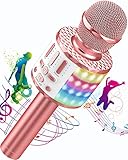 Karaoke Mikrofon, Drahtloses Bluetooth Mikrofon Kinder mit LED, Tragbares Karaoke Maschine zum Singen, Karaoke Mädchen Jungen Spielzeug Geschenke, KTV Lautsprecher Recorder für Smartphone PC