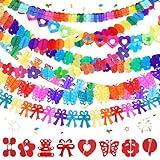 Bunt Girlande Papier, 8 STK Geburtstagsgirlande Karneval Deko, Hängenden Partygirlanden, Papiergirlande Set für Hochzeit Geburtstag Party Karneval Fasching Festfeier Dekoration (B)