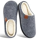 SROTRAS Hausschuhe Herren Warme Winter Pantoffeln Herren Bequem Filzpantoffeln Rutschfeste Mens Slippers Innen & Außen,Grau,44-45 EU