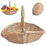Natural Smooth gewebter Rattan -Erntekorb 9x7x2, 8 Zoll mit Griff, pastoraler Picknickkorb für Obst, Blumensammlung, Gemüsespeicher und Präsentation