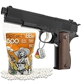 Set Airsoft Pistole HFC 1911 Softair HA135B Federdruck 6mm 0,5 Joule schwarz inkl. 500 Bio BBS 0,20g Munition | Einsteiger Waffe Training Outdoor