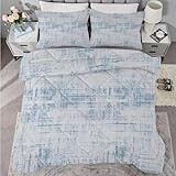 buyluhn Bettdecke 200x220 Ohne Bezug Nutzbar, Bettdecken Moderne Zusammenfassung Waschbar Ganzjahresdecke Blau 4 Jahreszeiten Steppdecke, Bettzeug mit 2 Kissenbezug für Sommer Winter