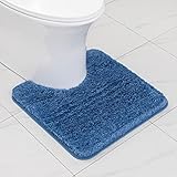 MIULEE Badematte Weiche Badteppich U Förmige Deko Matte rutschfest Fußmatte Flauschig Teppich Waschbar Badteppich Badvorleger Badezimmerteppich für Toilett WC Badezimmer 50x50 cm Blau