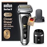 Braun Series 9 Pro+ Rasierer Herren Elektrisch, Elektrorasierer mit 5 Rasierelementen, ProComfort Aufsatz, Rasierapparat, 2-in-1-System, Reinigungsstation, 60 Min Akku, Made in Germany, 9597cc, Silber