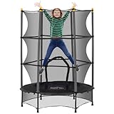 HOMCOM Kindertrampolin Ø140 cm, Trampolin mit Sicherheitsnetz, Randabdeckung, Gartentrampolin für Kinder 3-10 Jahre, bis 50 kg belastbar, Schwarz