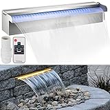 VEVOR Wasserfall LED 45cm Edelstahl APP Kontrolle Multi-Farben LED-Licht 18 Arte Farben Wasserfall Pool Springbrunnen, Garten Wasserfall Brunnen für Pool und Teich Dekoration