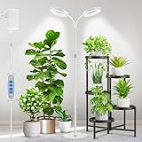 Aumtrly Pflanzenlampe, 2 Kopf 168 LEDs Grow Lampe Vollspektrum mit 170cm Höhenverstellbar Ständer, 6000k Weiß Pflanzenlicht mit 6/12/16H Timer, 5 Helligkeitsstufen, 3 Farbmodi Anzuchtlampe