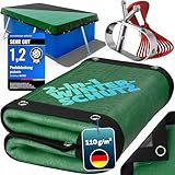 poolomio® Pool Winterabdeckung rechteckig 600 x 300 cm | 2in1 Solarplane & Poolabdeckung 6x3 m | Robuste, UV-beständige 110g/m² PE Poolplane Abdeckplane | Planenmaß: 680 x 380 cm