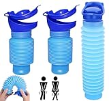 Schrumpfbares Urinal 2 Stück 750 ml Männliche Frau Tragbare Mobile Toilette Töpfchen Pipi Urinflasche, Wiederverwendbares Notfall-Urinal für Staus und Warteschlangen Bei Campingautos