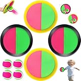 Klettballspiel, Klettballspiel für Kinder mit 4 Fangscheiben und 4 Bällen, Klettball Strandspielzeug, Outdoor Klettballspiel, Ostergeschenke Kinder ab 3 4 5 6 7 Jahre, ballspiele für Draußen Garten