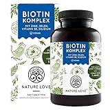 Biotin mit Zink & Selen - hochdosiert mit 10.000µg - 365 Tabletten für Haare, Haut und Nägel - angereichert mit Vitamin B5 & Silizium - Haar Vitamine im Jahresvorrat - vegan & laborgeprüft