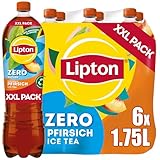 LIPTON ICE TEA Zero Peach – Zuckerfreier Eistee mit Pfirsich Geschmack, EINWEG (6 x 1.75 l)