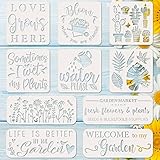 Whaline Gartenschablonen zum Bemalen von Frühlings- und Sommerblumen, Sukkulenten, wiederverwendbar, Zeichenschablone auf Holz, Leinwand, Möbel, Wand, DIY, Kunst, Schild, Dekoration, Zubehör, 10 Stück