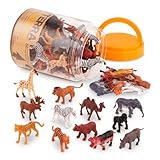 Terra 60-teilig Tierfiguren Sammlung Wildtiere Spielzeug Set – Löwe, Tiger, Zebra, Nilpferd, Elefant, Elch, Kamel und mehr – ab 3 Jahren, 2'