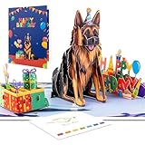 3D Pop Up Geburtstagskarte mit Deutscher Schäferhund - Hundeliebhaber Grußkarte mit Umschlag und Blanko Notizkarten - Lustige Haustier Thema Pop Up für Kinder & Erwachsene - Einzigartige Karte für