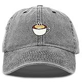 DALIX Cappuccino-Hut, Kaffeetasse, Damen Baseballkappe, gewaschen - Schwarz - Einstellbar