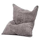 Green Bean XXL Sitzsack aus Cordstoff 370 Liter EPS-Perlen Füllung - Kuschelig Weich Robust & Waschbarem-Stoff Bodenkissen Liegekissen Sitzkissen - Grau