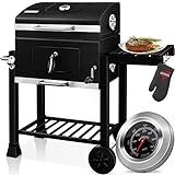 KESSER® Grill Grillwagen XL Holzkohlegrill mit Deckel, Rädern, Edelstahl-Griff, Grillrost und Thermometer Holzkohle kohlegrill Wagen groß Kohle BBQ Barbeque Camping, Terrasse, Garten