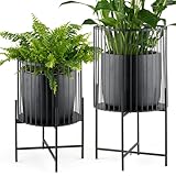 NOLA LIVING XL Pflanzenständer im 2 er Set [ deko schwarz ] Blumenständer Metall schwarz , Blumentopf mit Füßen, Übertöpfe für Zimmerpflanzen, Übertopf für innen und außen, ohne Innentöpfe/ Pflanzen