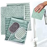 Bambusfaser Reinigungstücher, 6er Set Bambus Lappen Tücher Putzlappen Bambus Putztücher Streifenfrei Fusselfrei Extra Saugstark Bambustücher Putzen Nachhaltig für Fenster, Küche, Haushalt, Auto