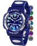 Juboos Neue 7-Farbige Kinderuhren, Kinderuhr Jungen Mädchen Analog Quartz Uhr mit Armbanduhr Kautschuk Wasserdicht Outdoor Sports Uhren 5-16