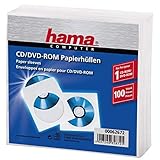 Hama CD-/DVD-/Blu-ray Papierhüllen (mit transparentem Sichtfenster, verschließbar) 100er-Pack, weiß